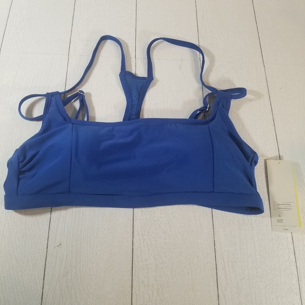 All In Motion Racer Back Active Swim Top Blue